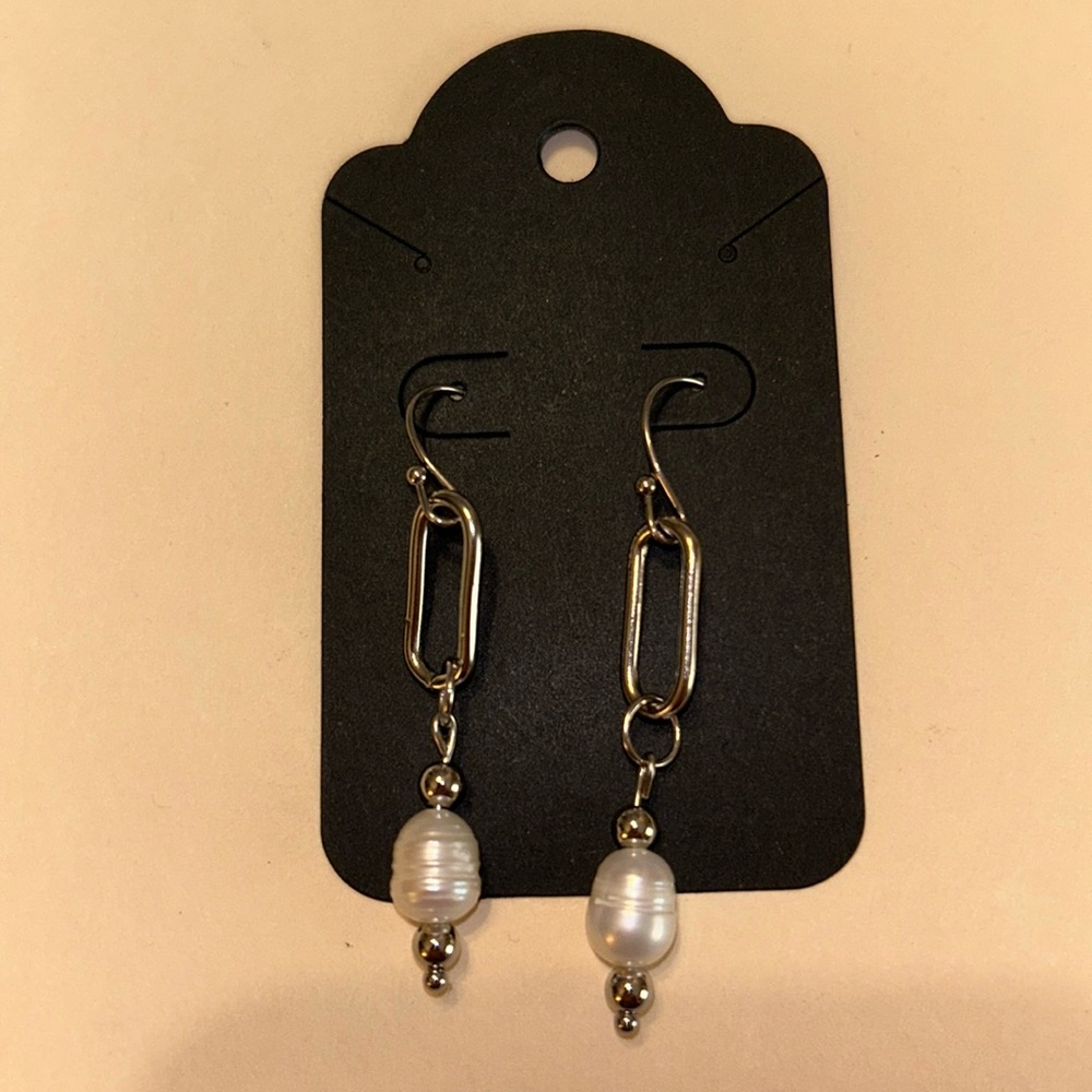 Elegant Silver Pearl Drop Earrings
